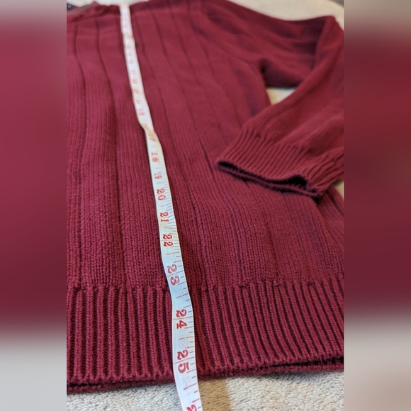 Chaps burgundy polo cotton sweater M - Picture 4 of 6